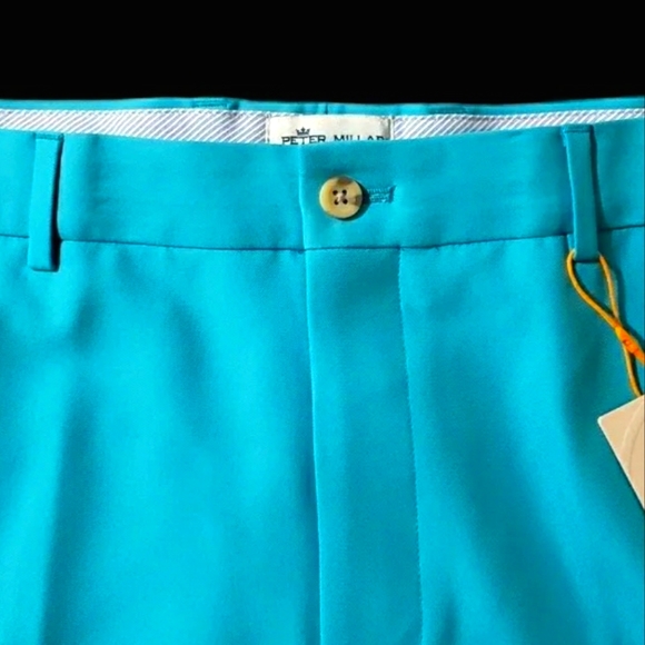 Peter Millar Crown Sport Mens 35 High Drape Blue Performance Stretch Shorts - Picture 6 of 8